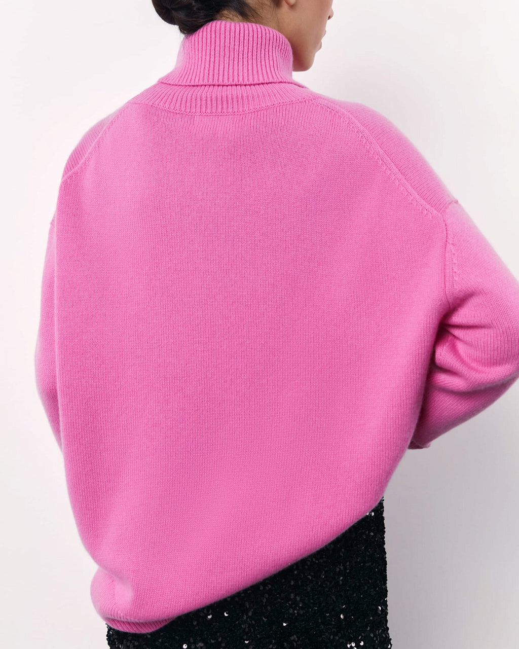 Slouchy Turtleneck Oversized Pullover Sweater - Pink - 1