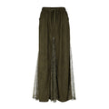 Lace Panel Godet Maxi Skirt - Green