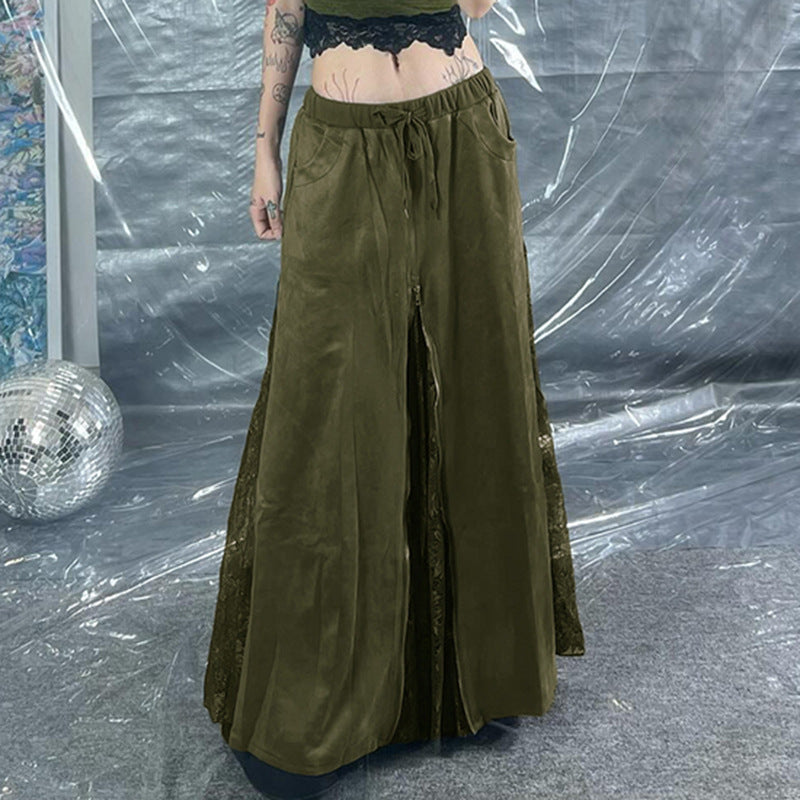 Lace Panel Godet Maxi Skirt - view 2
