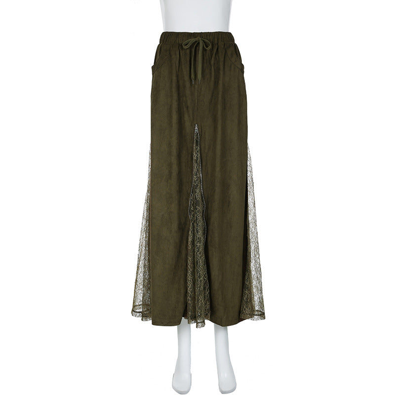 Lace Panel Godet Maxi Skirt - view 3