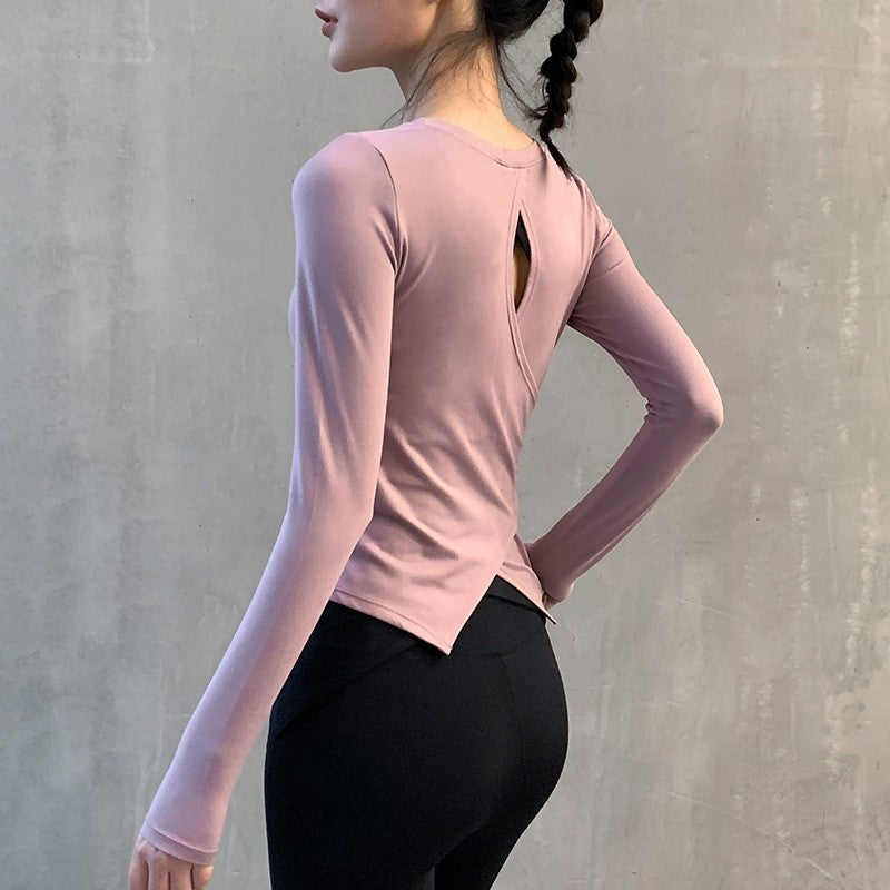 Keyhole Back Slim Fit Long Sleeve Workout Top
