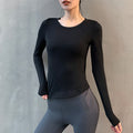 Keyhole Back Slim Fit Long Sleeve Workout Top