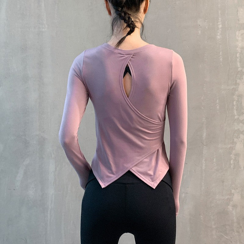 Keyhole Back Slim Fit Long Sleeve Workout Top