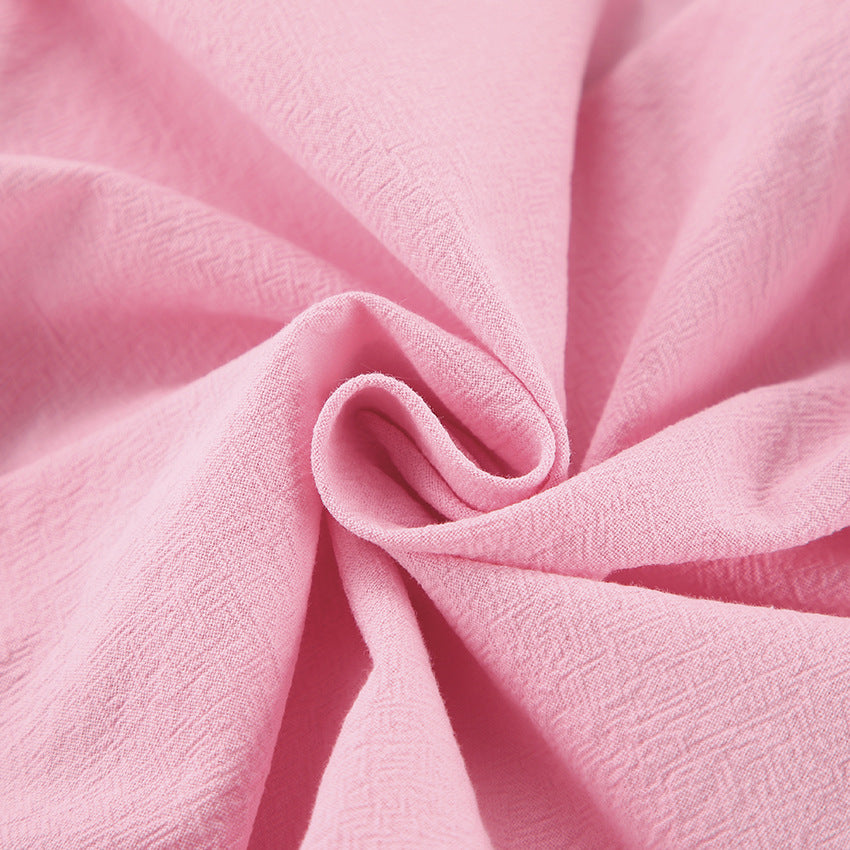 Cotton Ruffle Trim Short Sleep Set - Pink - 1