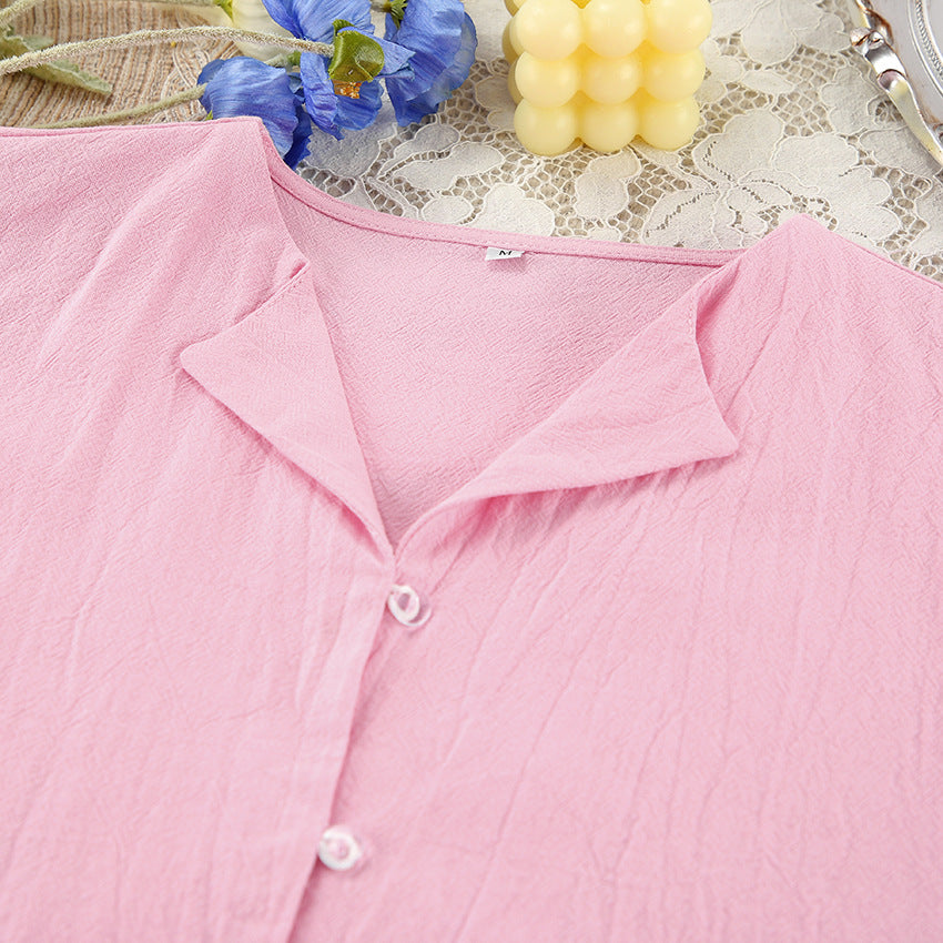 Cotton Ruffle Trim Short Sleep Set - Pink - 2