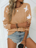 Scattered Star Motif Slouchy Knit Sweater - Ginger