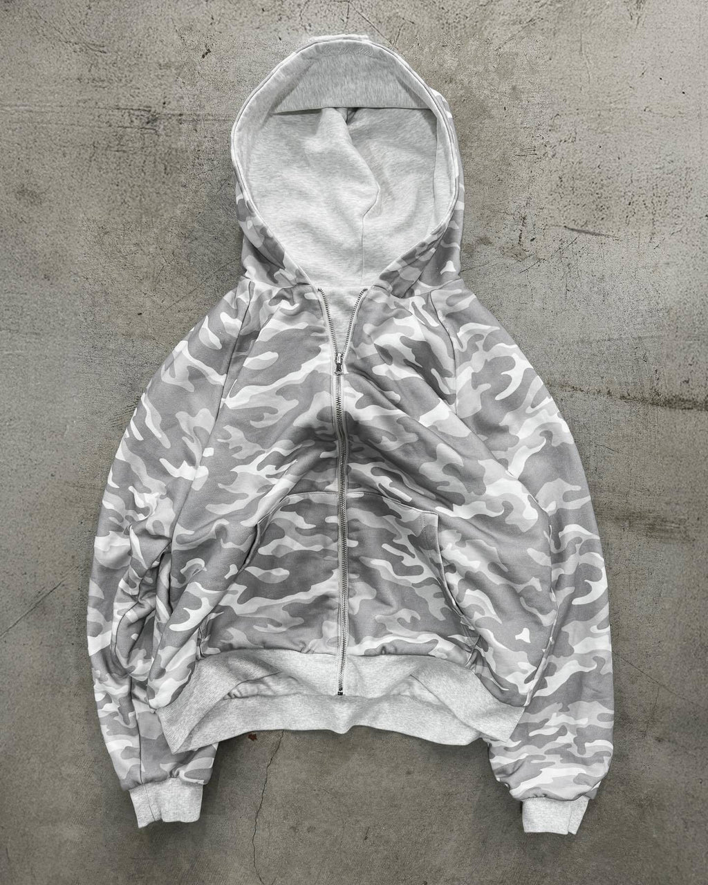 Wear Two Ways Camo Zip Hooded Sweatshirt - GreyCamo