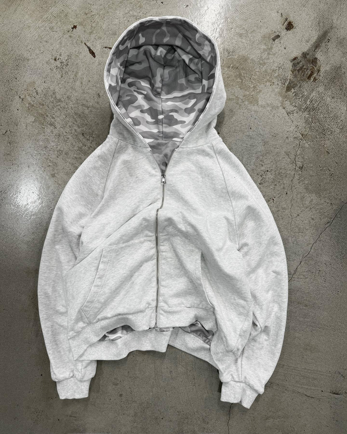 Wear Two Ways Camo Zip Hooded Sweatshirt - GreyCamo - 1