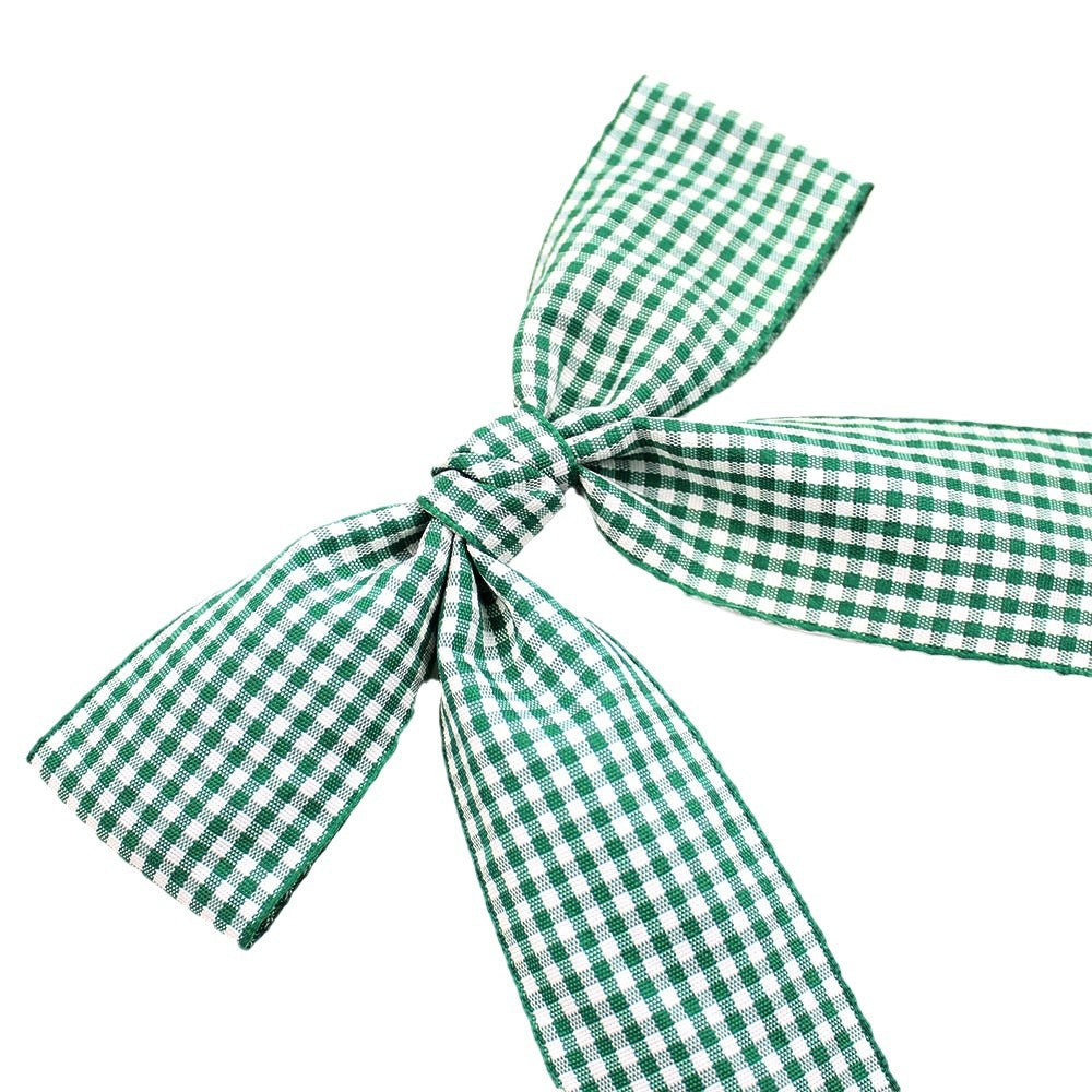 Gingham Ribbon Long Tail Bow Hair Clip - view 4