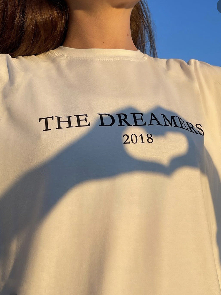 Oversized Slogan Long Sleeve Cotton Tee - White - 4