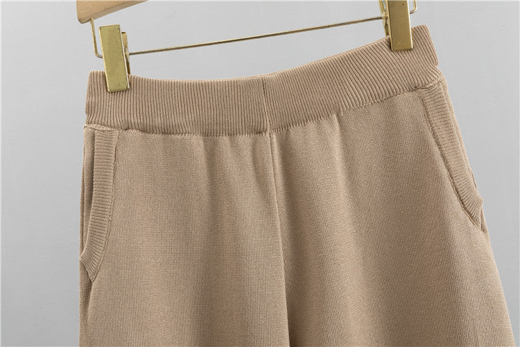 Zip Front Cardigan Cami And Pant Set - Tan - 10