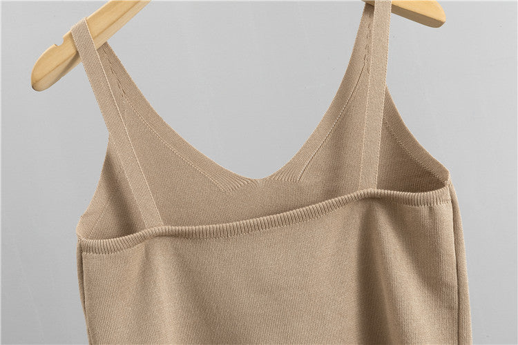 Zip Front Cardigan Cami And Pant Set - Tan - 2