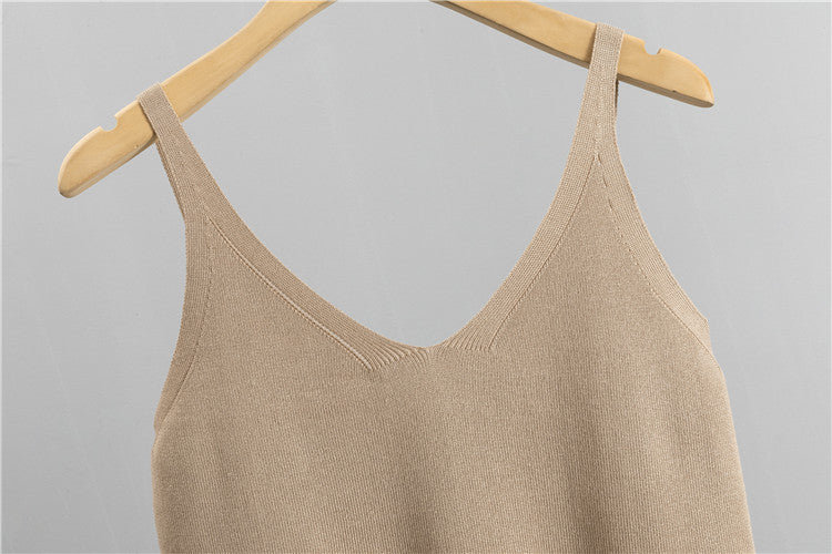 Zip Front Cardigan Cami And Pant Set - Tan - 6