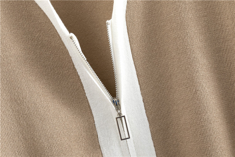 Zip Front Cardigan Cami And Pant Set - Tan - 8