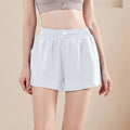 High Waist Lined Running Shorts With Side Slits - White