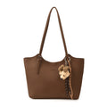Oversized Pebbled Faux Leather Slouch Tote - Brown
