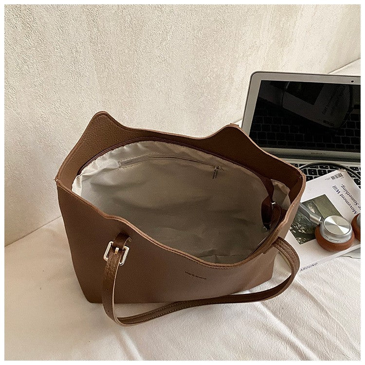 Oversized Pebbled Faux Leather Slouch Tote