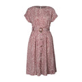 Printed Button Front Belted Midi Dress - Pink