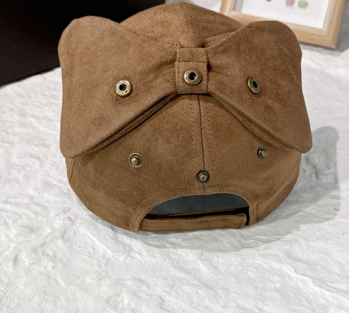 Faux Suede Baseball Cap With Detachable Back Bow - Khaki - 3