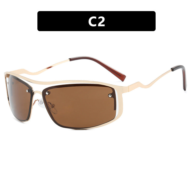 Wrap Cutout Rimless Y2K Sunglasses - Color_2