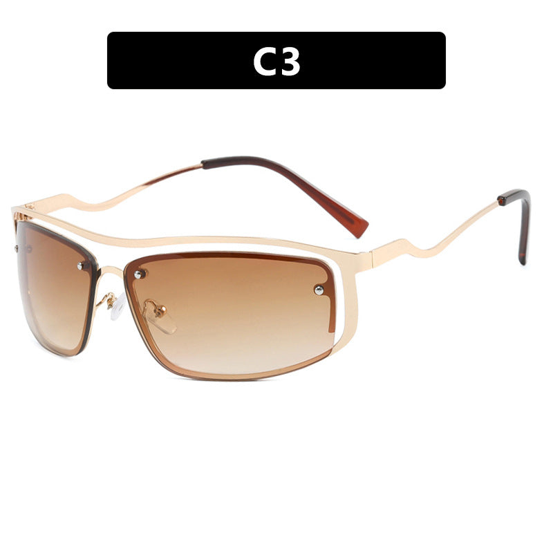 Wrap Cutout Rimless Y2K Sunglasses - Color_3