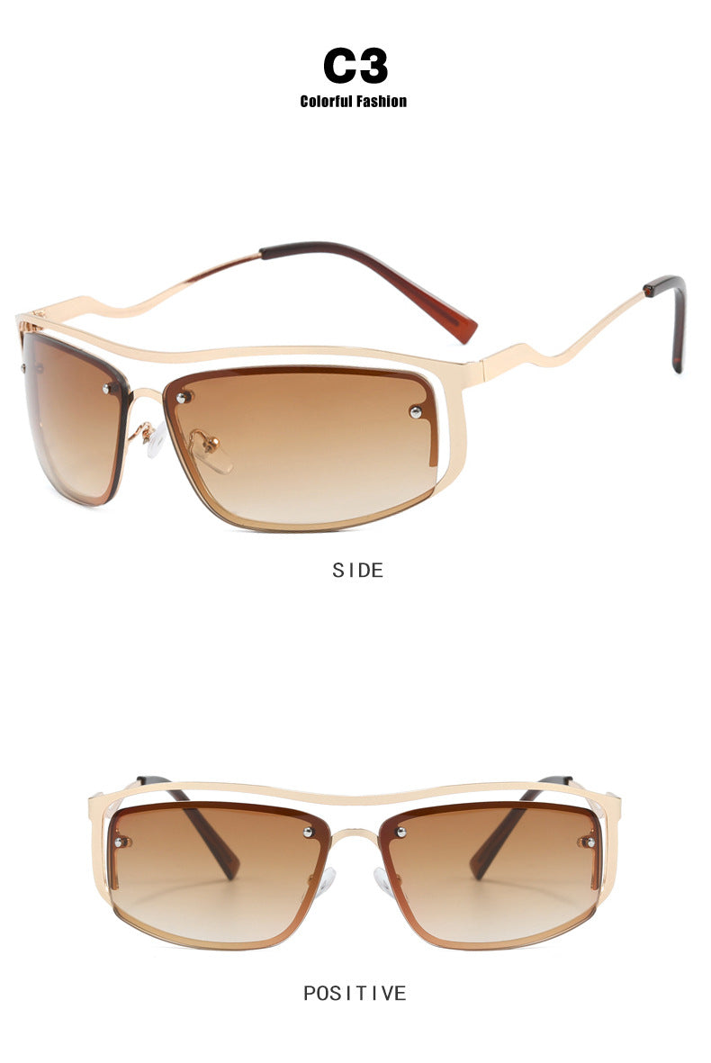 Wrap Cutout Rimless Y2K Sunglasses - Color_3 - 1