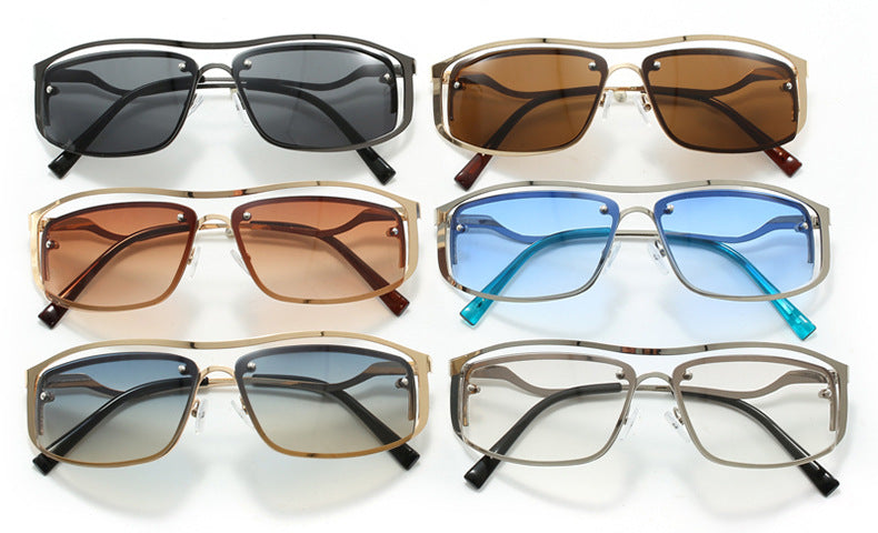 Wrap Cutout Rimless Y2K Sunglasses - Color_3 - 2