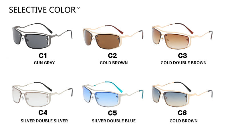 Wrap Cutout Rimless Y2K Sunglasses - Color_3 - 3