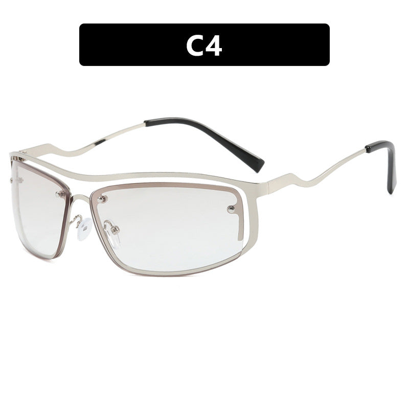 Wrap Cutout Rimless Y2K Sunglasses - Color_4