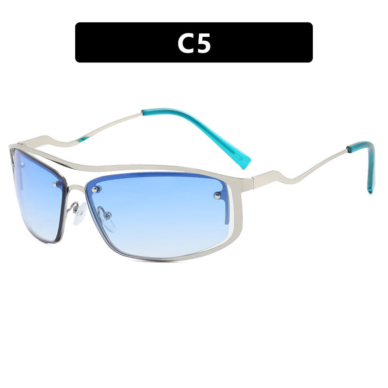 Wrap Cutout Rimless Y2K Sunglasses - Color_5