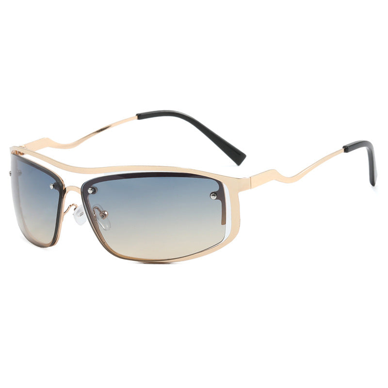 Wrap Cutout Rimless Y2K Sunglasses - Color_6