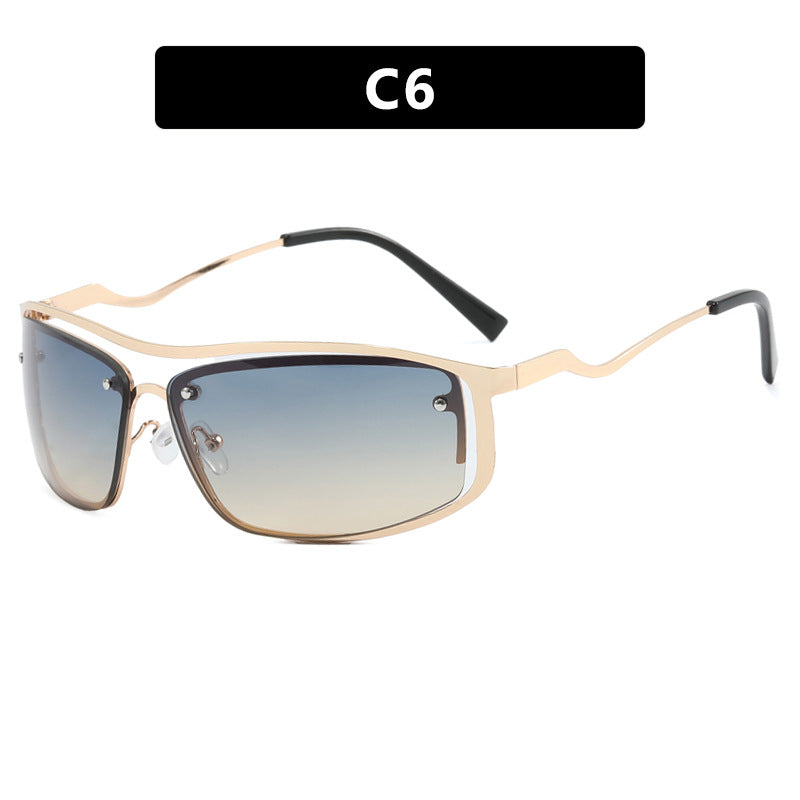 Wrap Cutout Rimless Y2K Sunglasses - Color_6 - 1