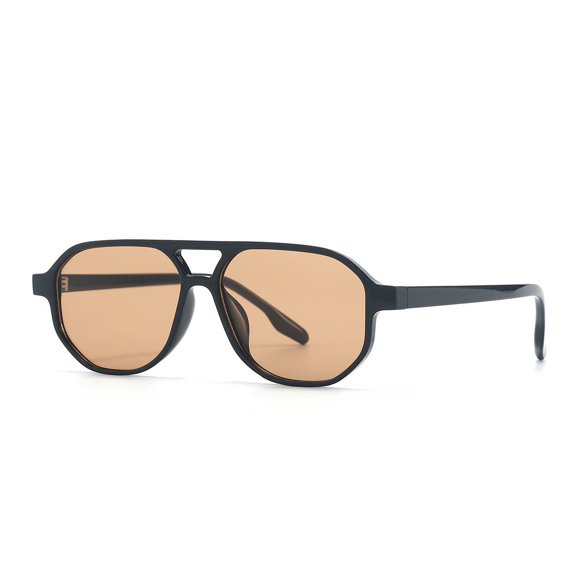 Retro Double Bridge Aviator Sunglasses - Camel