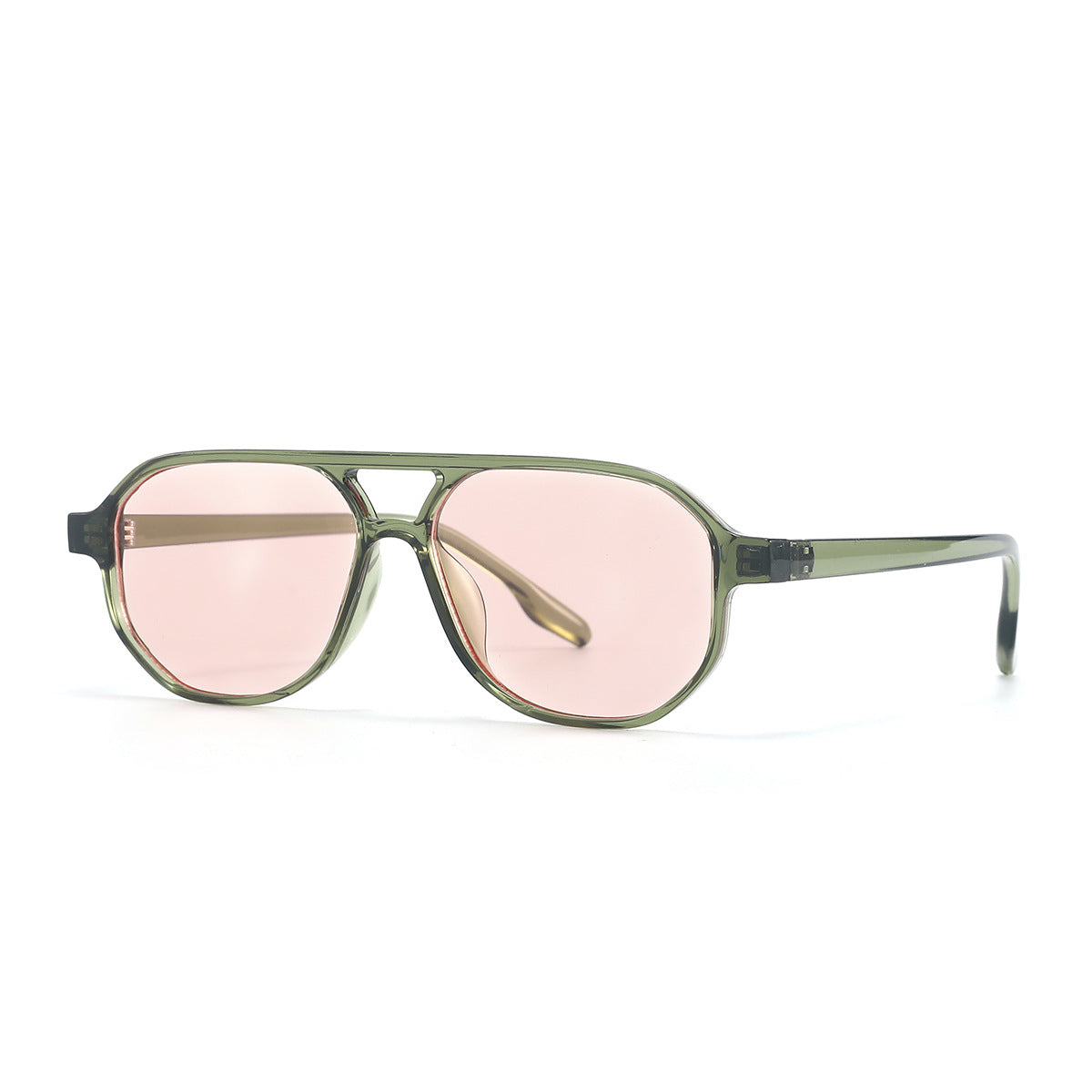 Retro Double Bridge Aviator Sunglasses - Green