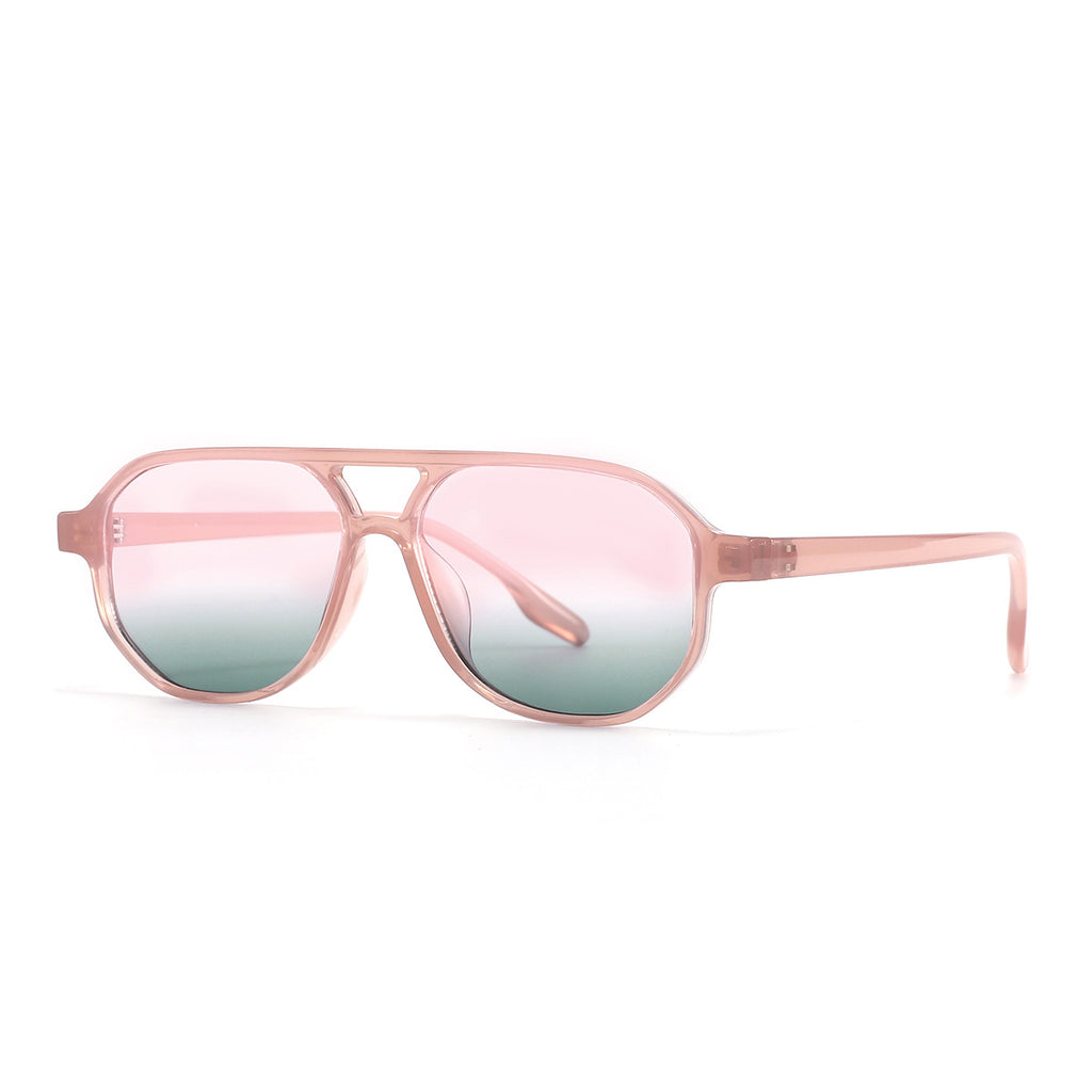 Retro Double Bridge Aviator Sunglasses - Pink