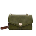 Vintage Turn Lock Flap Crossbody Bag - Olive Green
