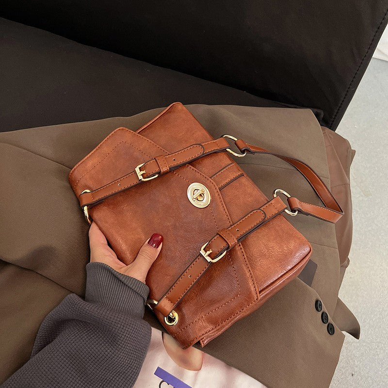 Vintage Turn Lock Flap Crossbody Bag