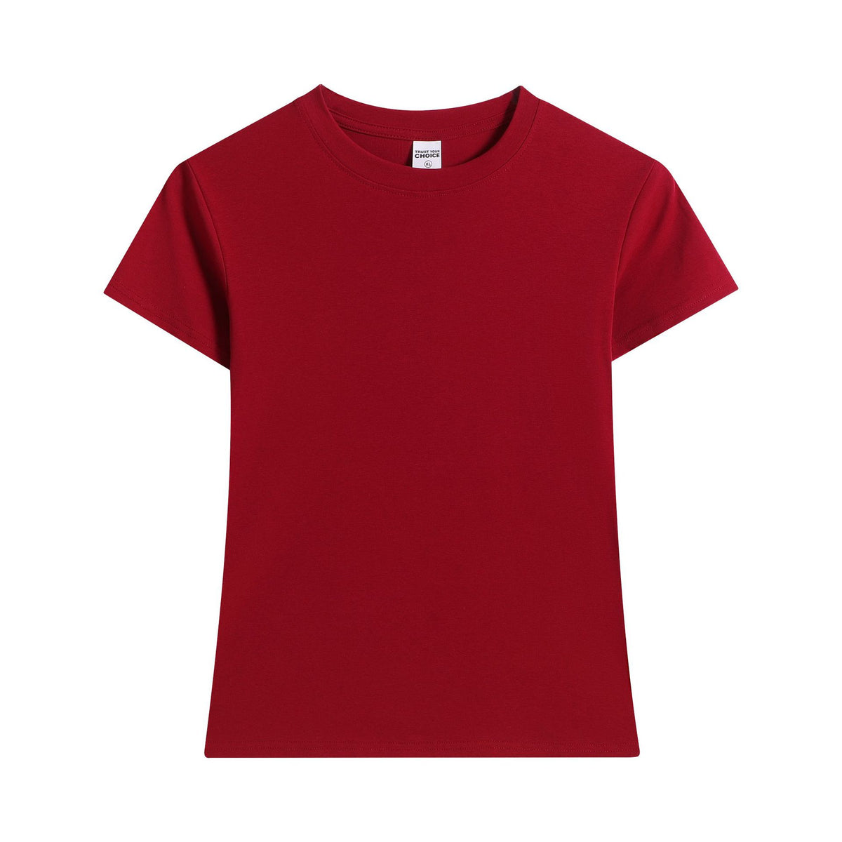 Slim Fit Cotton Crewneck T-Shirt - Burgundy