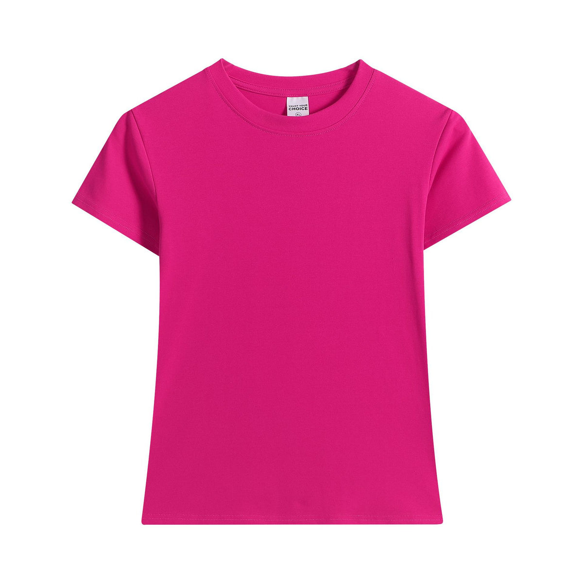 Slim Fit Cotton Crewneck T-Shirt - Fuchsia