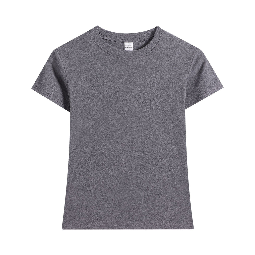 Slim Fit Cotton Crewneck T-Shirt - charcoal