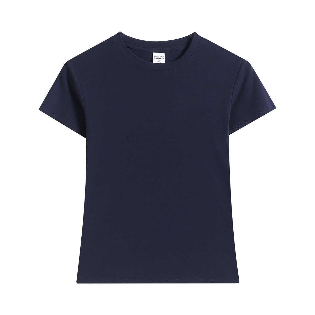 Slim Fit Cotton Crewneck T-Shirt - navy
