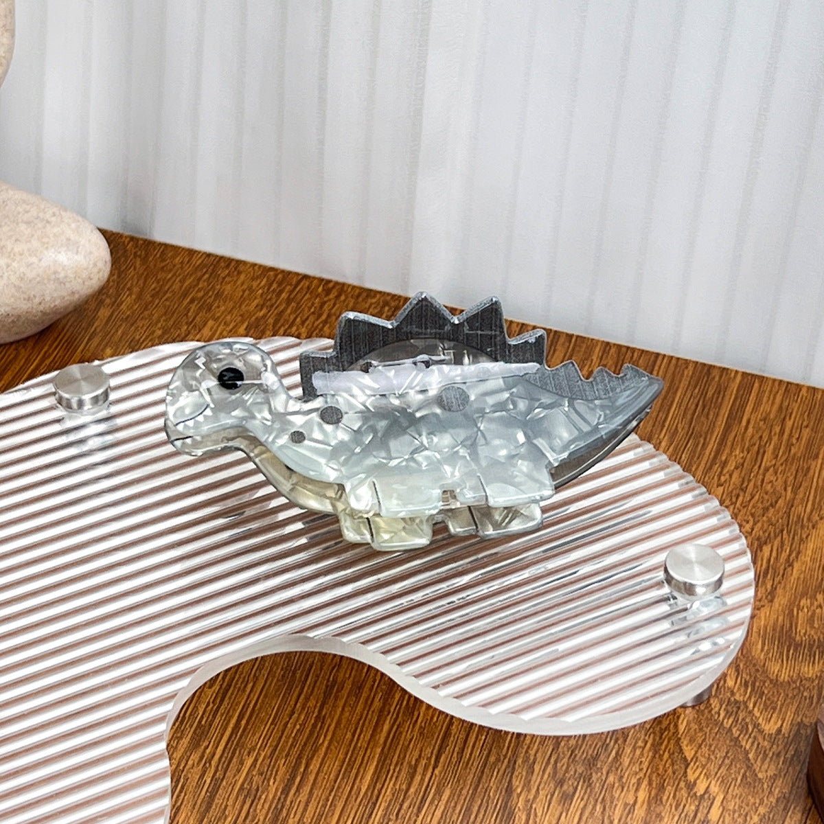 Translucent Dinosaur Shaped Hair Claw Clip - Grey