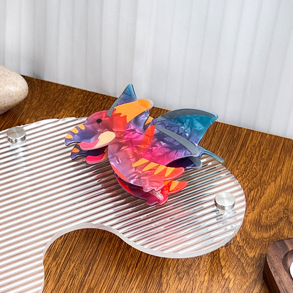 Translucent Dinosaur Shaped Hair Claw Clip - Red