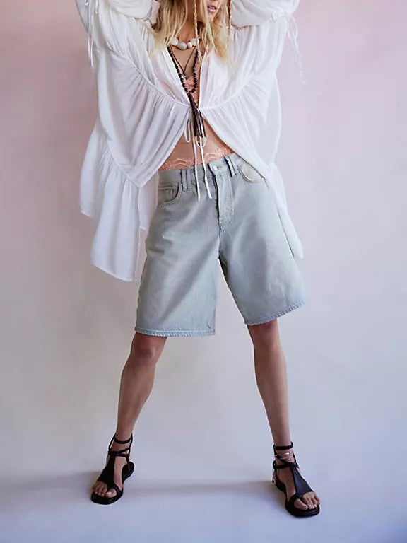 Tiered Puff Sleeve Sheer Duster Jacket - White