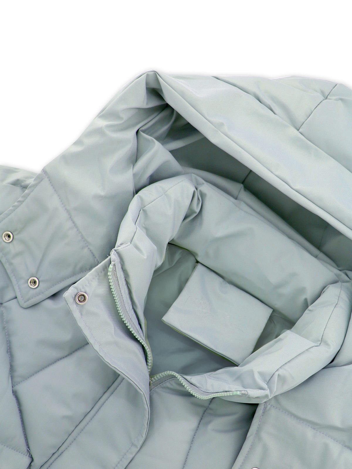 Hooded Longline Quilted Puffer Jacket - Green - 1