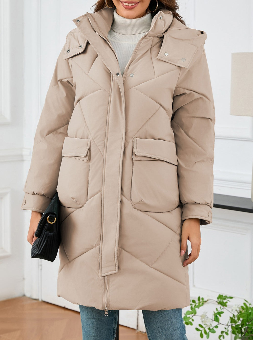 Hooded Longline Quilted Puffer Jacket - view 1