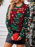 Dinosaur Christmas Tree Novelty Knit Sweater - Winered