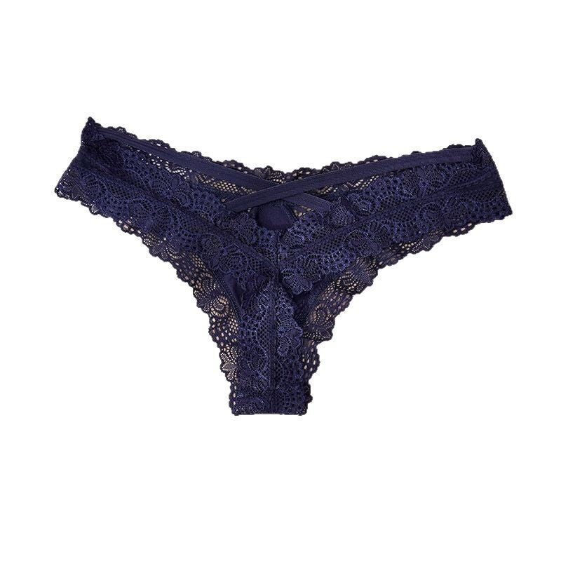 Floral Lace Mesh Crisscross Back Low Rise Thong