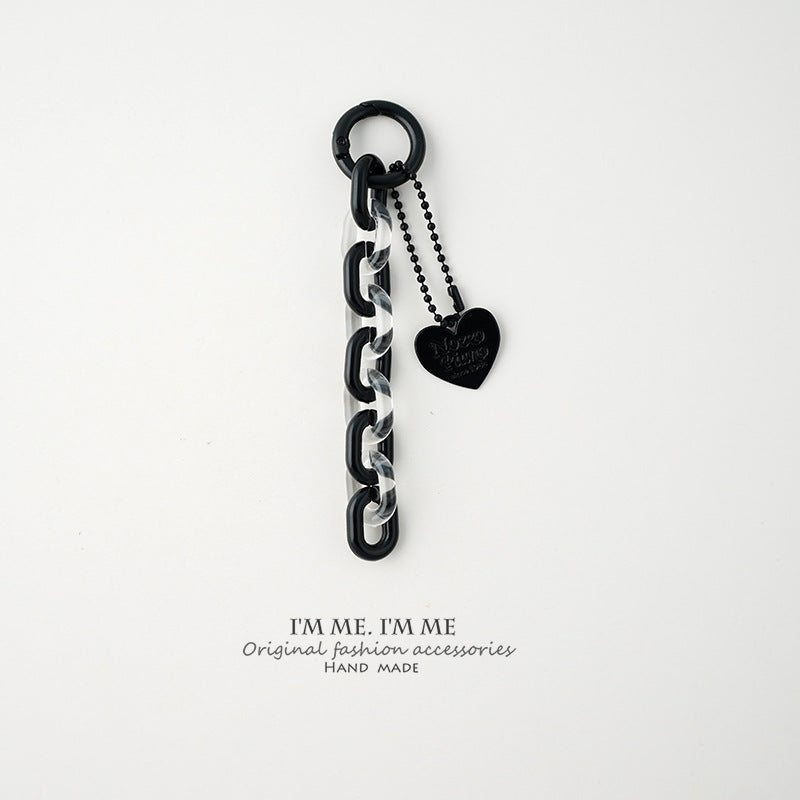 Jelly Chain Heart Pendant Bag Charm - Black