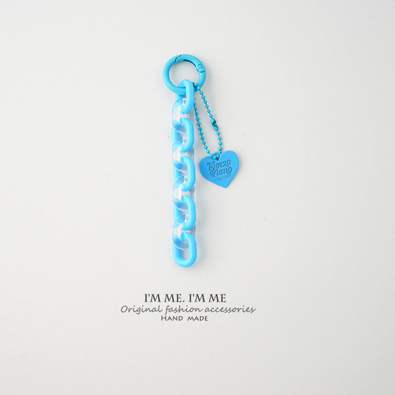 Jelly Chain Heart Pendant Bag Charm - Blue